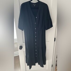 Saks Fifth Avenue black cotton midi dress, size xl